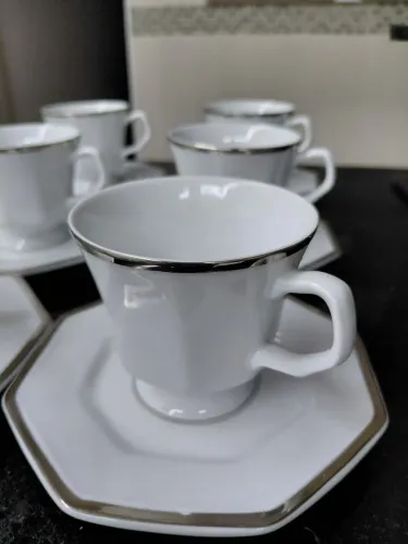 Conjunto 6 xícaras de chá de porcelana schimidt