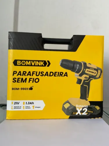 Parafusadeira Furadeira sem Fio + 2 Baterias 21V 1.3 Ah + Carregador - BOM-9969 BomVink an
