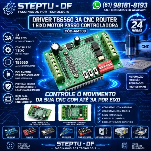 Driver Tb6560 3a Cnc Router 1 Eixo Motor Passo Controladora Arduino Automação COD-AM309