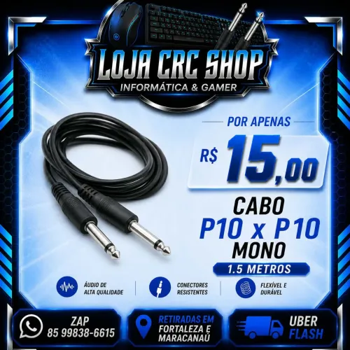 Cabo P10 x P10 Mono 1.5 Metros