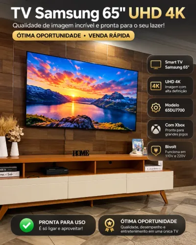 Smart TV Samsung 65? UHD 4K 65DU7700 com Xbox Gaming Hub - Ótima Oportunidade!