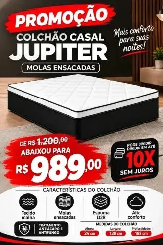 Colchão Casal Molas Ensacadas Júpiter PROMOÇÃO