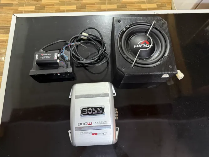 ? Kit Som Automotivo Completo - Módulo Boss + Subwoofer Hinor + Conversor Stetsom