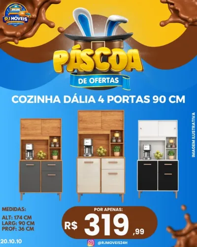 Armário de cozinha 90cm c/4 portas (Pague na entrega)