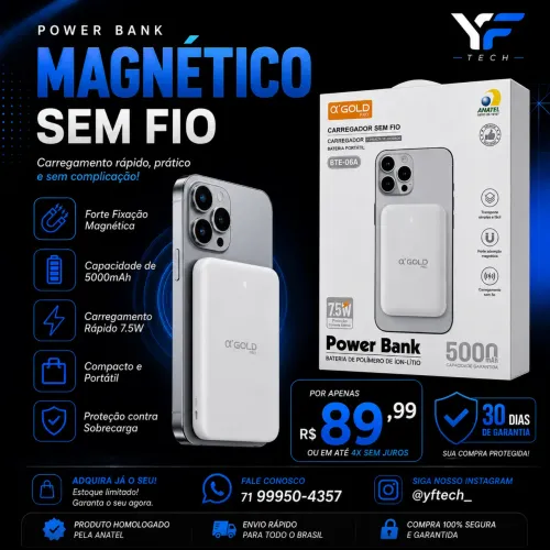 POWER BANK MAGNÉTICO ?GOLD PRO ? 5000mAh