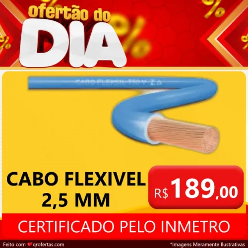 CABO FLEXIVEL 2,5 MM COM INMETRO TODAS AS CORES - CABINHO FLEXIVEL 2,5 MM - INMETRO 