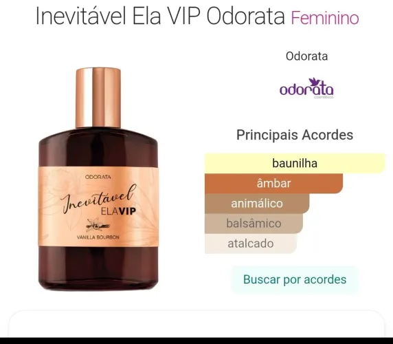 Deo Parfum Vanilla Bourbon Inevitável Ela Vip 100 ml Odorata 