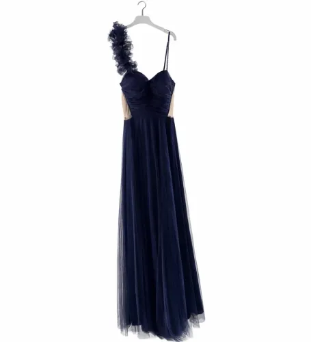 vestido de formatura Azul marinho com brilho