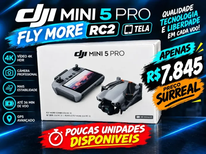Drone DJI MINI 5 PRO fly more RC2 com tela (LACRADO) MENOR PREÇO DISPARADO NÃO PERCA