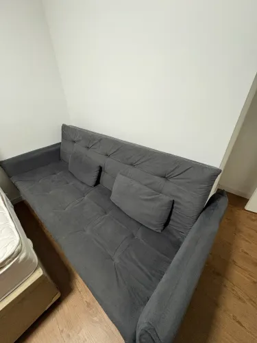 Sofá-Cama Casal 3 Lugares Marília Suede Grafite