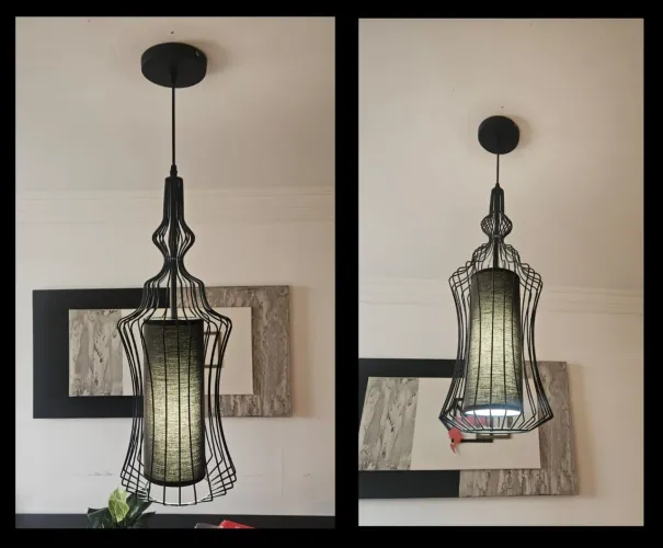 LUSTRE PENDENTE TACHIBRA PRETO - SEMI NOVO
