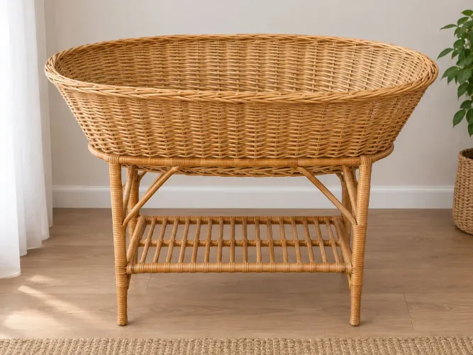 Berço Moisés Ecológico de Vime Natural com Suporte