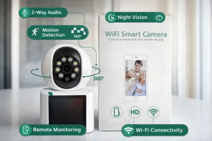 Câmera de Segurança WiFi 360° com Áudio Bidirecional e App