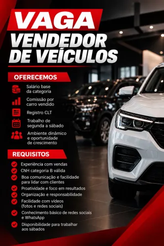 VAGA: VENDEDOR DE VEÍCULOS 