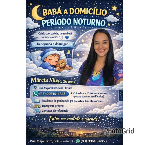 Cuidadora/babá noturno a domicílio