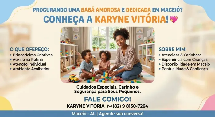 Babá responsável, carinhosa e apaixonada por crianças 