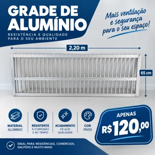 Grade de Alumínio Resistente (2,20 x 0,65 m).