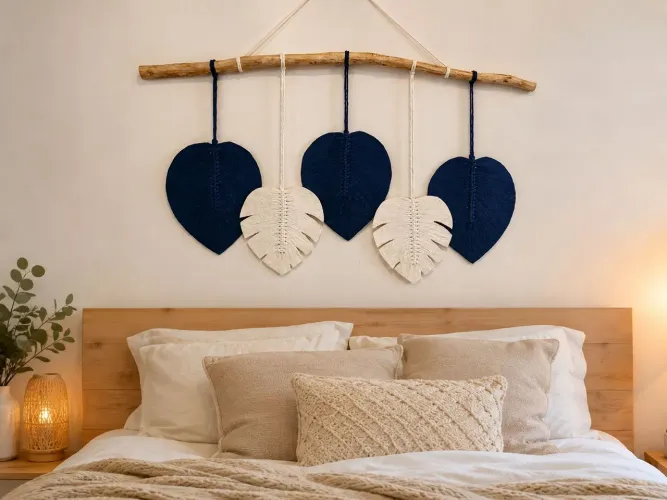 Painel de Macramê 91 cm Cabeceira Boho Artesanal