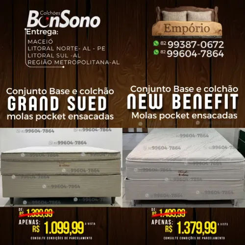 Cama casal base e colcha molas pocket Bonsono pronta entrega