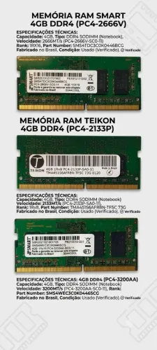 Memória Ram Notebook 4gb Ddr4 Sodimm