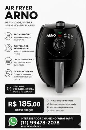 ? Fritadeira Elétrica Arno Black - Pouquíssimo Usada por R$ 185
