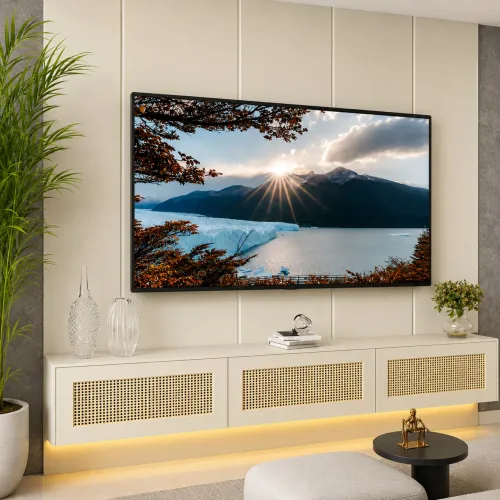 PAINEL REALCE - COM NICHO TELA RATTAN E LED - MEDIDAS 2.50x2.20