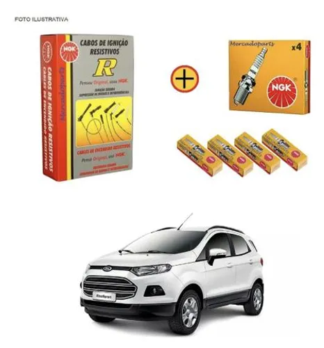 Jogo Cabos + Velas Ignição Ngk Ford Ecosport 1.6 Sigma Fiesta G4 Ka G3