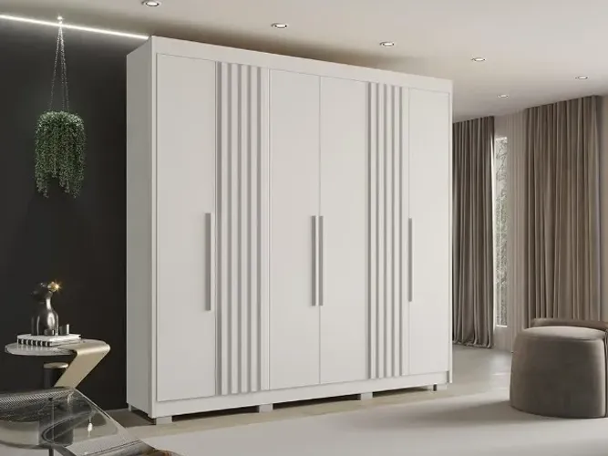Guarda-roupa Casal Com Pé 6 Portas 6 Gavetas Granada Sallêto Branco - SALLÊTO MÓVEIS