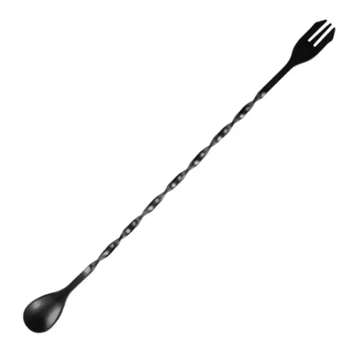 Colher Bailarina Inox com Garfo - Misturadora Bebidas Drinks Coquetel Barman etc