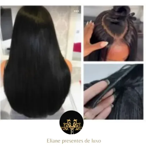 Cabelo bio humano em telas de topo de cabeça.
