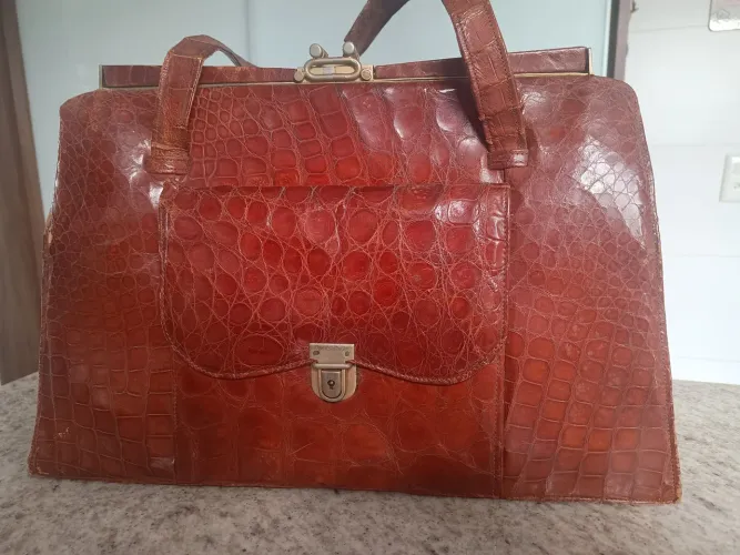 Bolsa de Couro Croco Vintage
