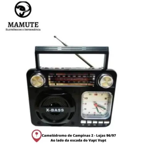 Rádio Relógio Retro Bluetooth Fm Am Sw Usb Portátil