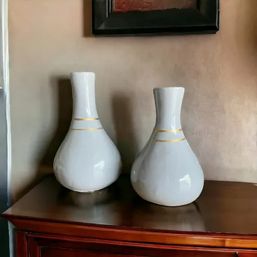 Par de Vasos Decorativos em Cerâmica 15cm 18cm NOVO