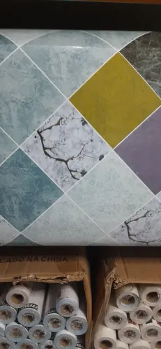 Papel de parede vinil tipo lajota