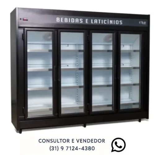 Refrigerador Expositor Auto Serviço 4 Portas Preto Polar