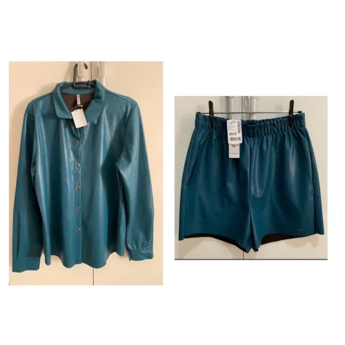 (NOVO! TAM: G-GG) CONJUNTO CAMISA + SHORT COURO FAKE COURINO SINTÉTICO