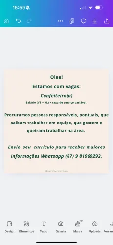 Vaga confeiteiro (a)