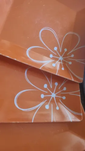Conjunto de Pratos quadrados laranja acrílico 