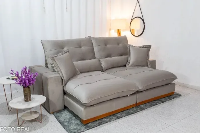 Sofá Retrátil Reclinável Toronto Veludo Larg. 2.50m - Molas Ensacadas