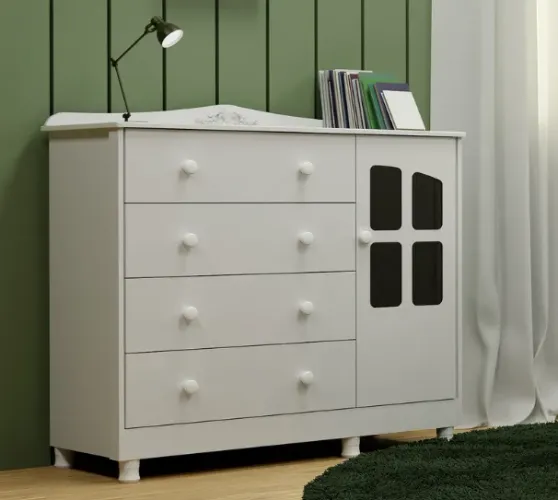 Comoda Infantil Elo Janelinha Peroba, 100% MDF