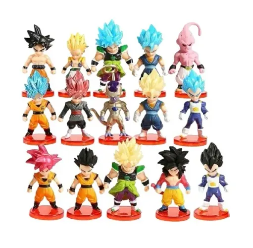 NOVO | Bonecos Dragon Ball Z Kit c/ 5 - Goku Gohan Vegeta Majin Buu