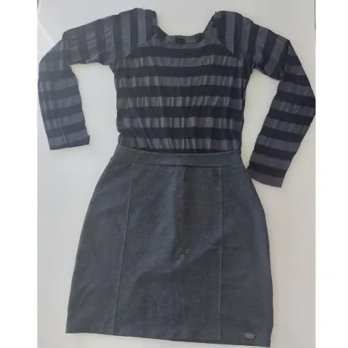 Vestido Inverno Cinza Preto Manga Comprida G Endlees