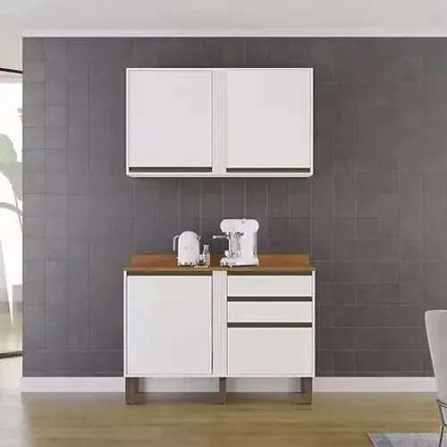 Kit Cozinha Balcão e Aéreo Pérola 2 Portas - Entrega e montagem GRATIS p/ Fortaleza