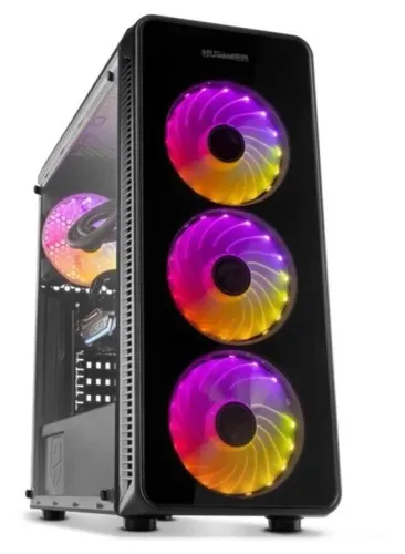 Gabinete Gamer NOX Hummer TGM RGB Rainbow Lateral e frontal de vidro 4 Coolers