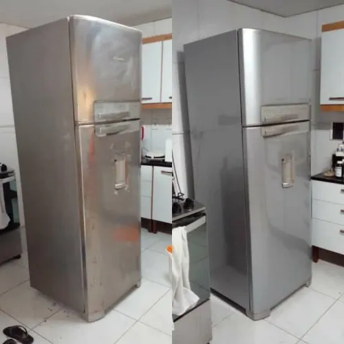 Geladeira envelopamento antes e depois 