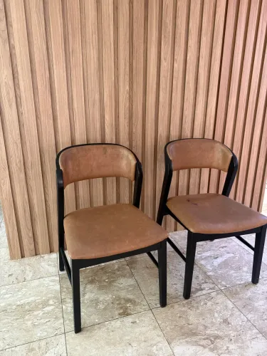 Conjunto de cadeiras de madeira e design
