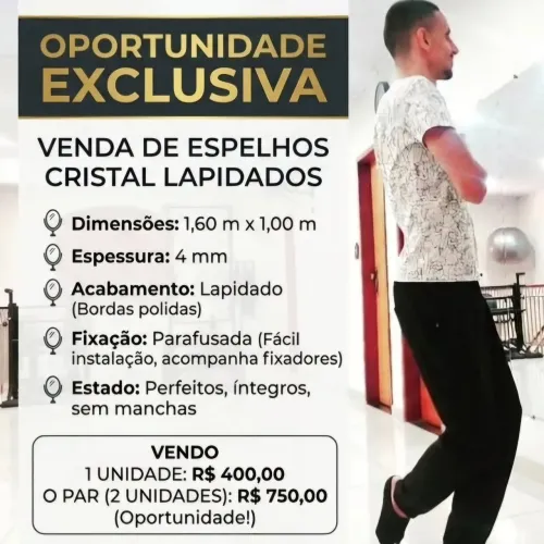 Espelho para salão de dança, Pilates, musculação ou mesmo para sua casa