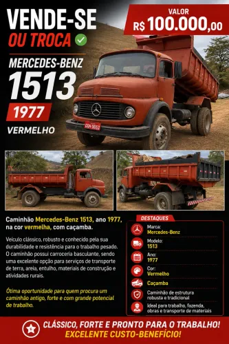 Vende-se caminhão Mercedes Benz 1513