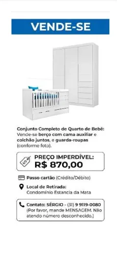 BERCO/COMODA COM CAMA AUXILIAR E GUARDA ROUPAS DE BEBE.S