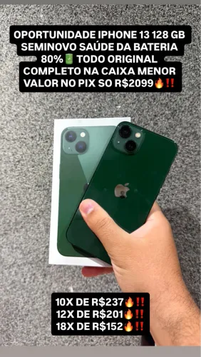 iPhone 13 128 GB SEMINOVO COMPLETO NA CAIXA